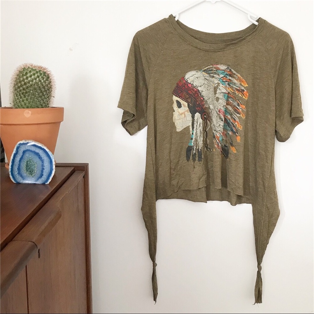 RL crop top Native American skull